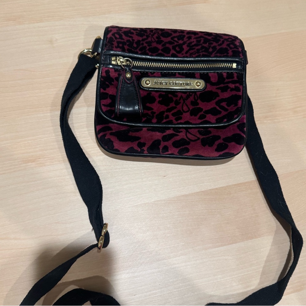 Juicy Couture Velour Leopard Print Crossbody Bag